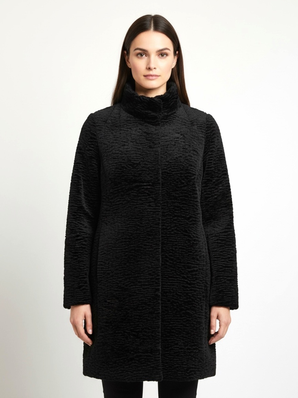White House Black Market Faux Persian Lamb Coat. Small